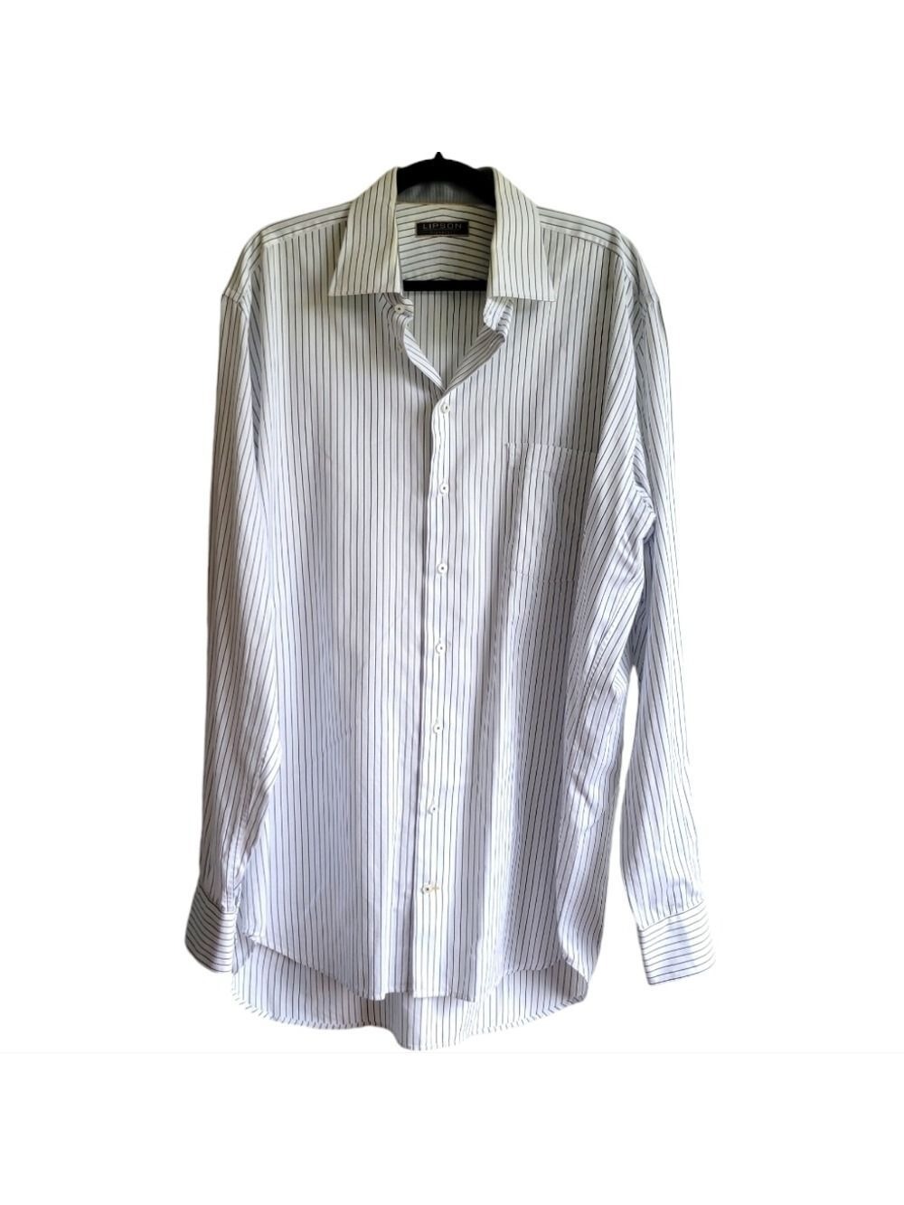 Lipson Men's White Striped Dress Shirt Extra Extra Large